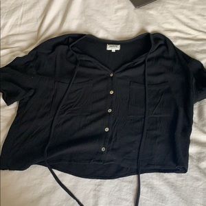 MATE the Label Black Linen Button Down Blouse